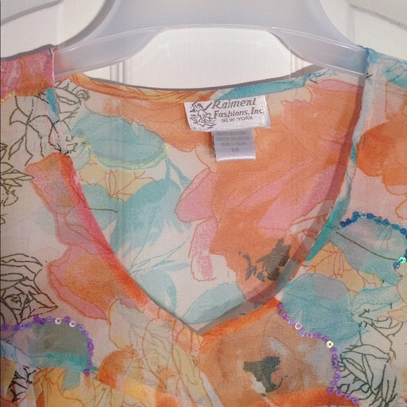 FINAL MARKDOWN Women's Raiment Fashions Sheer Sequined Top medium - Picture 2 of 3
